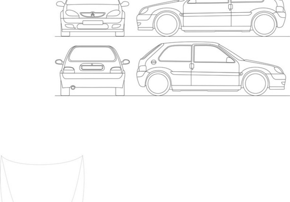 Citroen Saxo 16v (Cитроен Саксо 16в) - чертежи (рисунки) автомобиля
